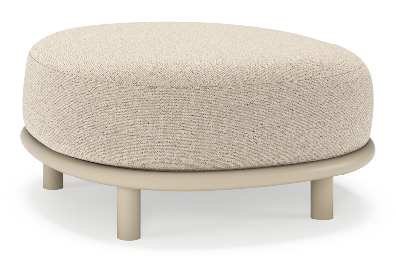 Lupino poef in beige aluminium met marbella beige all weather cosytica kussen