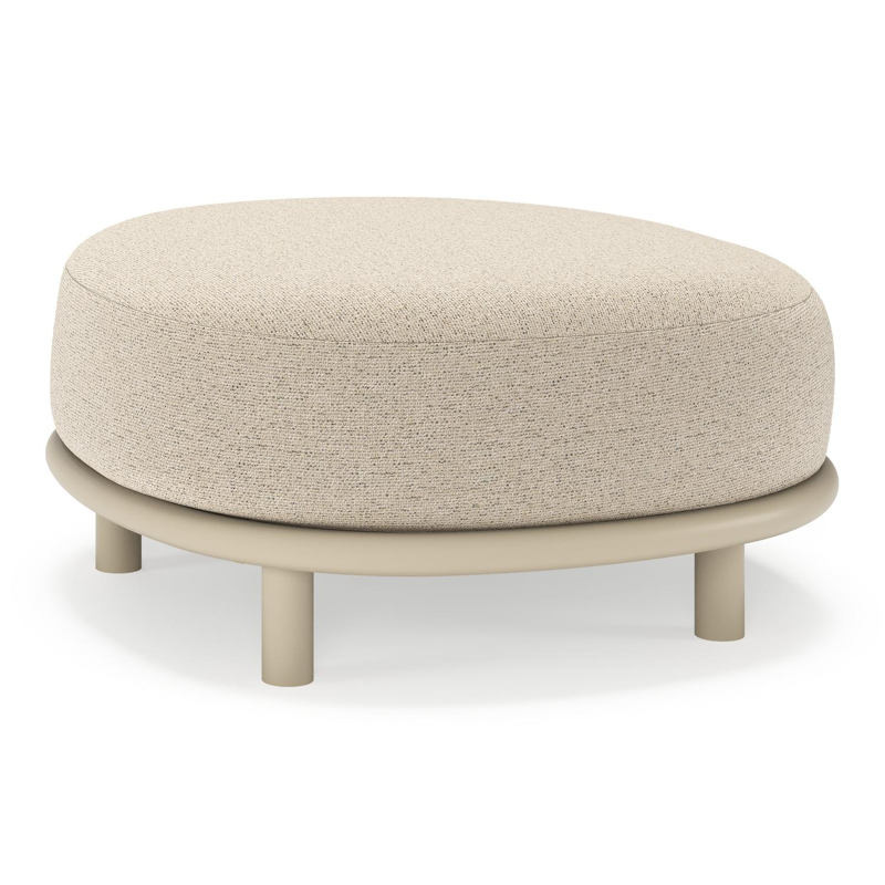 Lupino poef in beige aluminium met marbella beige all weather cosytica kussen