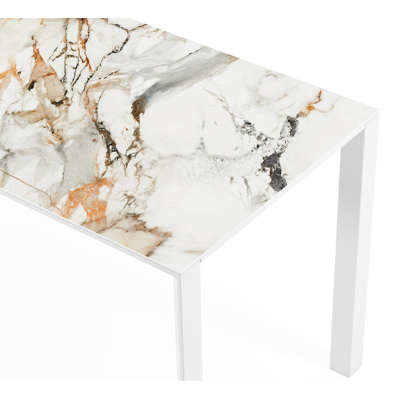 Malito tuintafel in wit aluminium en volkeramiek calacatta luxe - L 220 x B 70 x H 75,5 cm