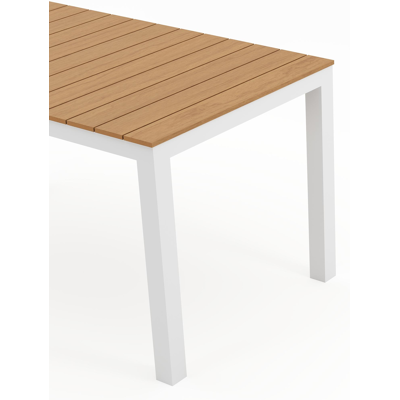 Toma tuintafel in wit aluminium en polywood - L 140 x B 80 x H 72.5 cm