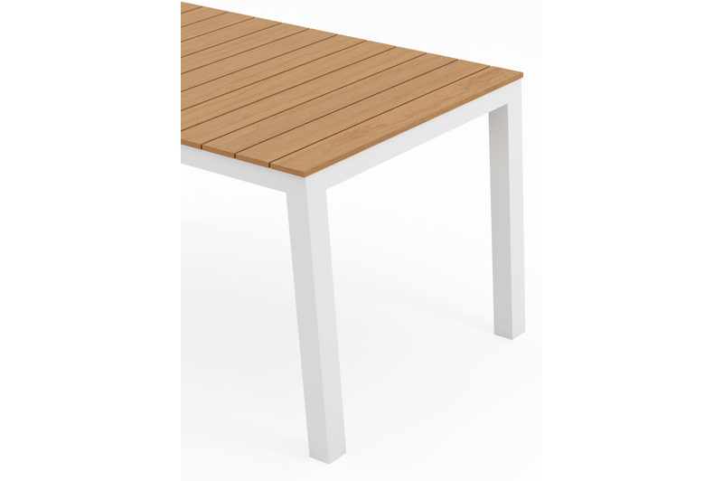 Toma tuintafel in wit aluminium en polywood - L 140 x B 80 x H 72.5 cm