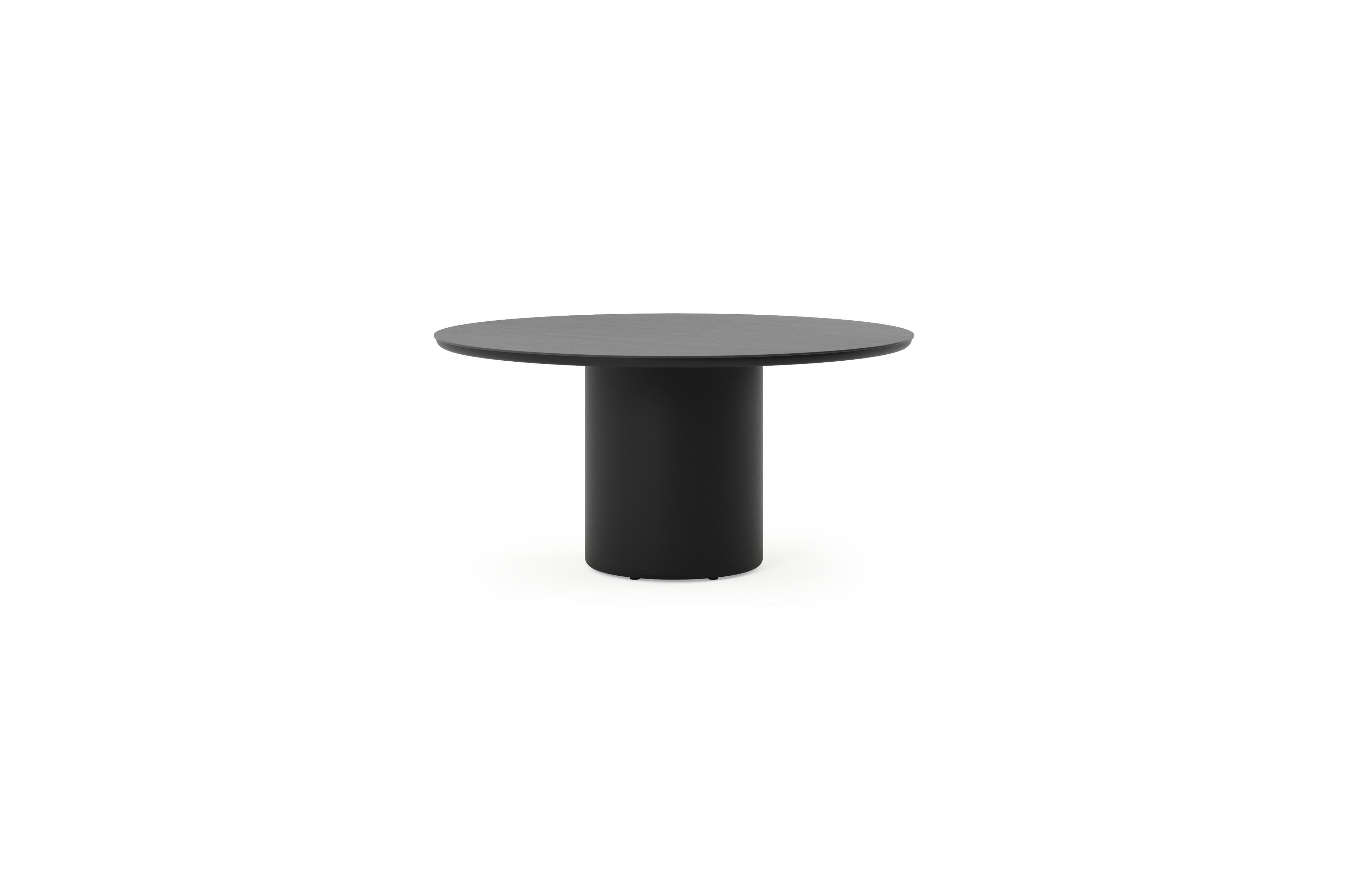 Amico tuintafel rond in zwart aluminium en volkeramiek Basalt Black - Dia. 148 x H 73.5 cm