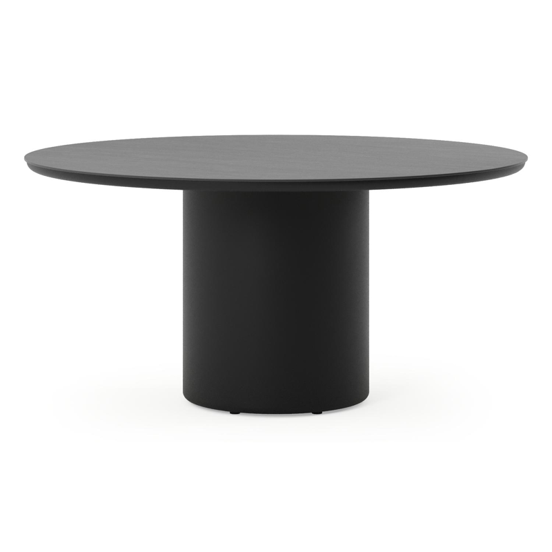 Amico tuintafel rond in zwart aluminium en volkeramiek Basalt Black - Dia. 148 x H 73.5 cm