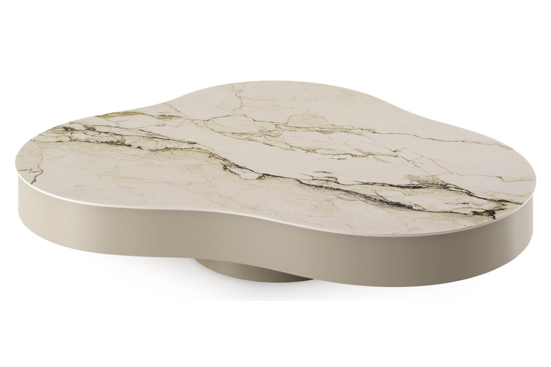 Lomano loungetafel cloud in beige aluminium en volkeramiek Colorado Dunes - L 131 x B 108 x H 25 cm