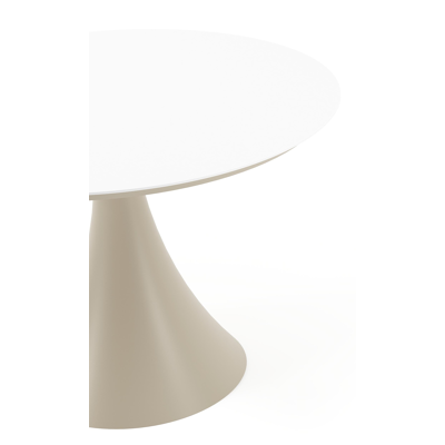 Fano tuintafel rond in beige aluminium en volkeramiek Arctic White - Dia. 110 x H 75 cm