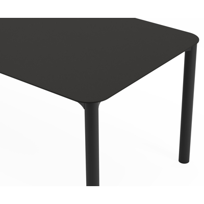 Mira tuintafel rechthoekig afgerond in zwart aluminium en sintered stone Notte minerale - L 220 x B 92 x H 74 cm