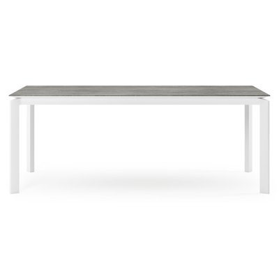 Cirello tuintafel rechthoekig in wit aluminium en volkeramiek Aspen Grey - L 200 x B 100 x H 75 cm