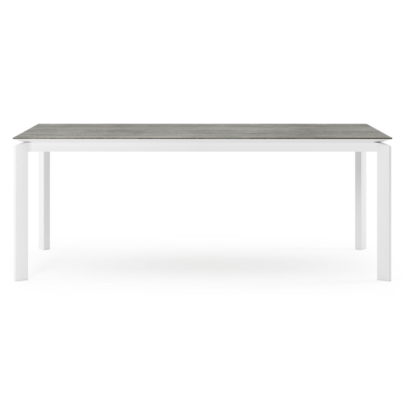 Cirello tuintafel rechthoekig in wit aluminium en volkeramiek Aspen Grey - L 200 x B 100 x H 75 cm