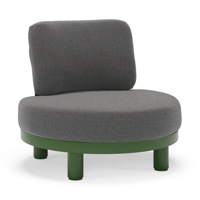 Donato loungestoel in groen aluminium met all weather sunbrella® luxe Savane Tornado kussen