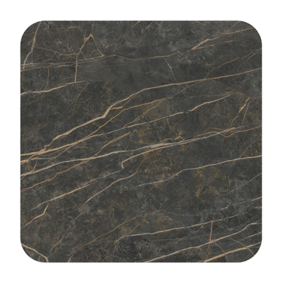 Table de jardin Orso rectangulaire arrondi en aluminium noir et céramique pleine Black Obsession - Lg. 90 x Lrg. 90 x Haut. 74.5 cm