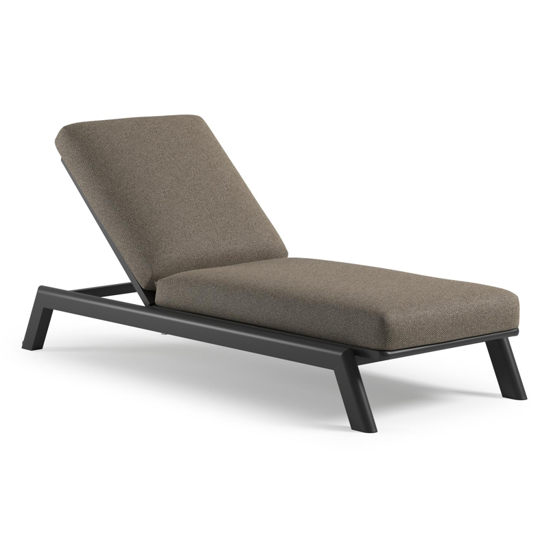 Cirello verstelbaar ligbed met pompsysteem in zwart aluminium met madagascar burch all weather Cosytica kussen