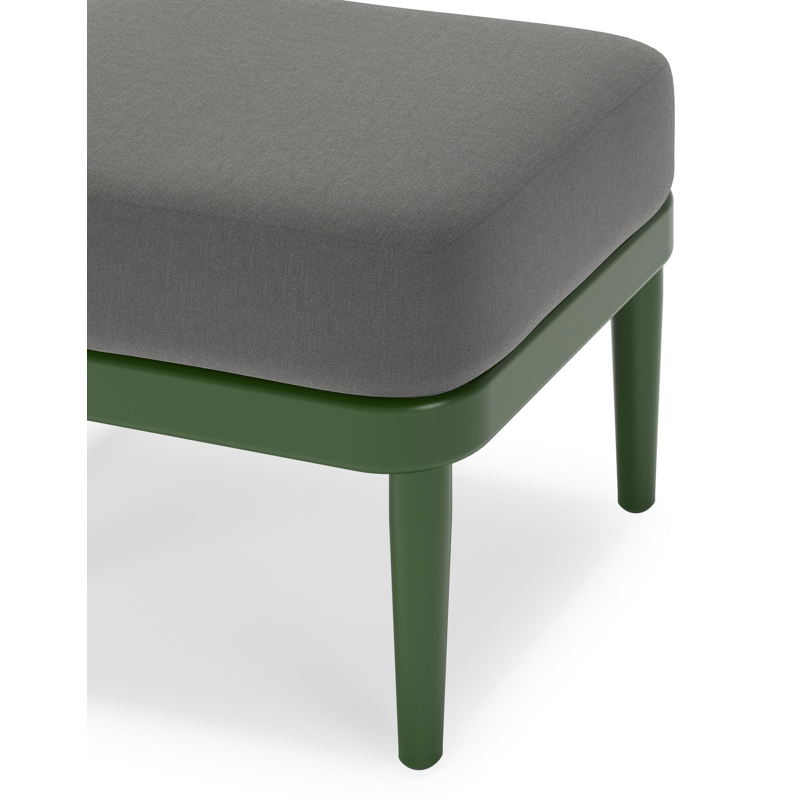 Orso poef in groen aluminium met Natte Charcoal Chine all weather sunbrella® luxe kussen