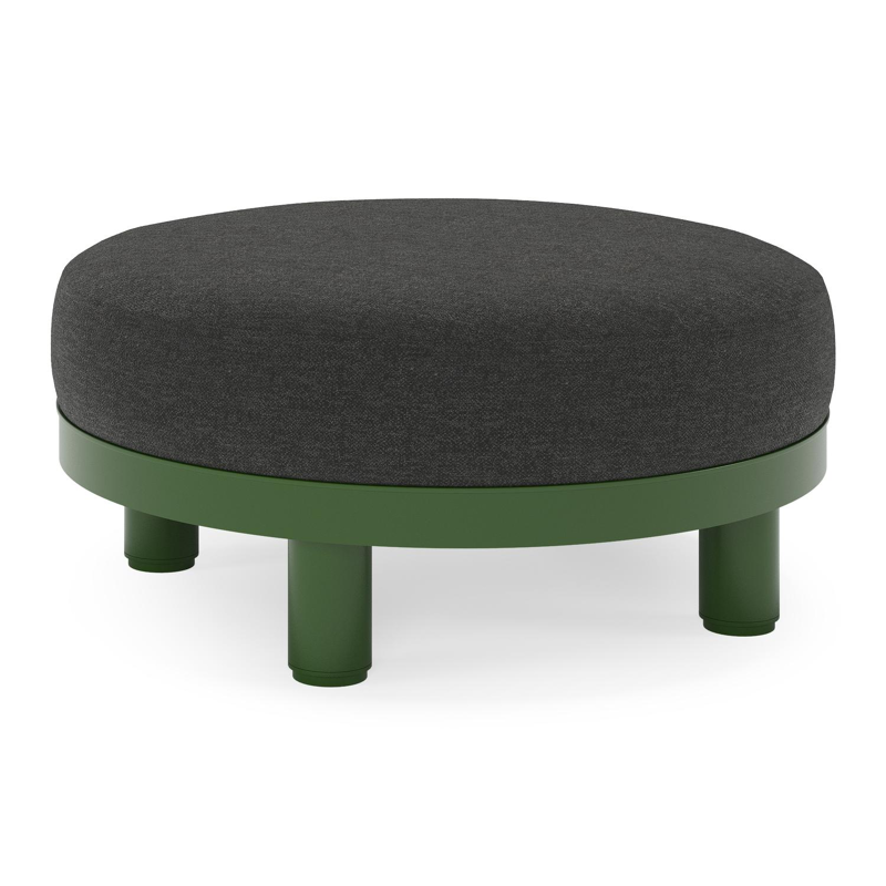 Donato lounge poef in groen aluminium met all weather sunbrella® luxe Chartres Sooty kussen