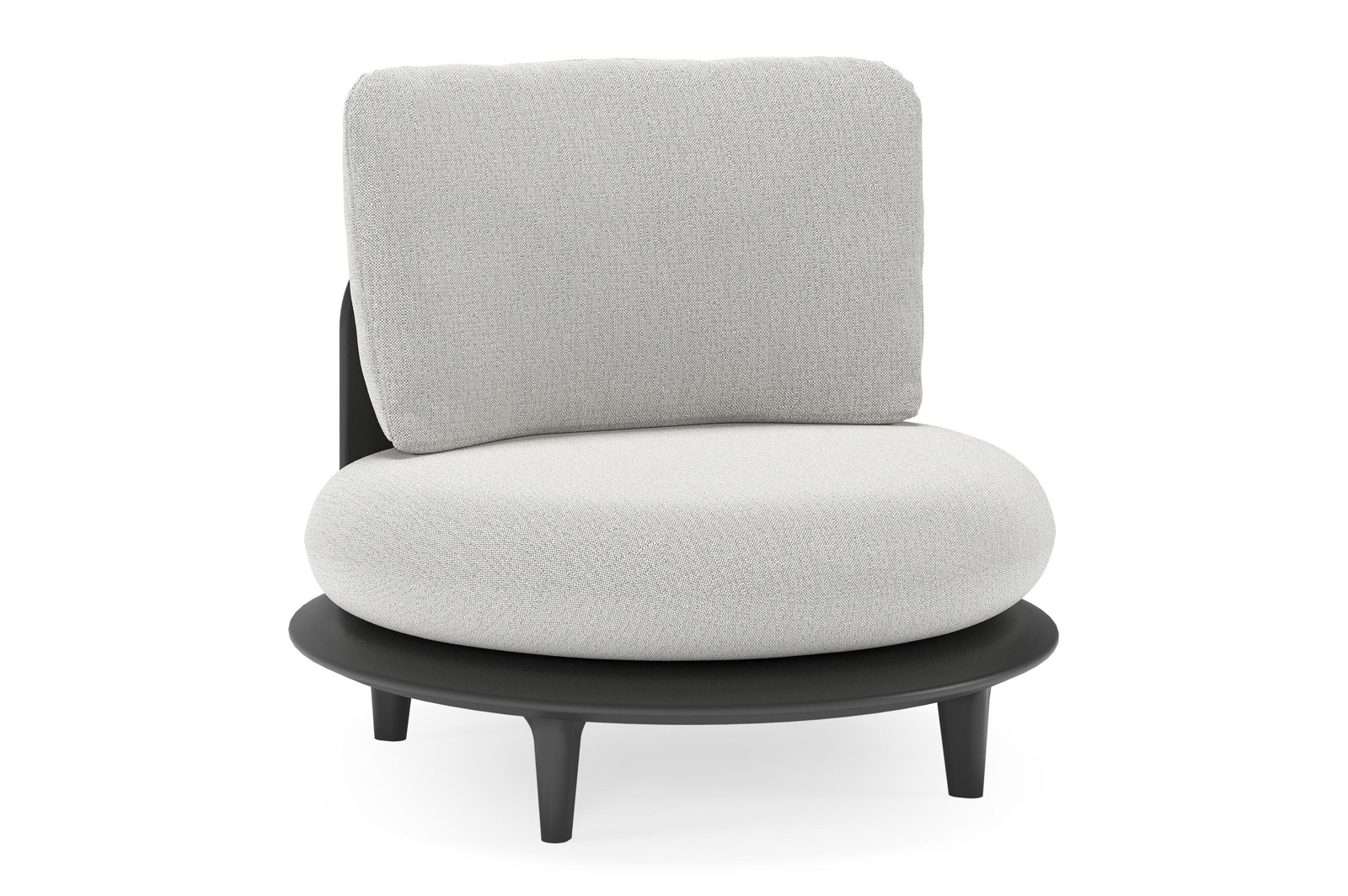 Bomero loungestoel in zwart aluminium met savane nimbus all weather sunbrella® luxe kussen