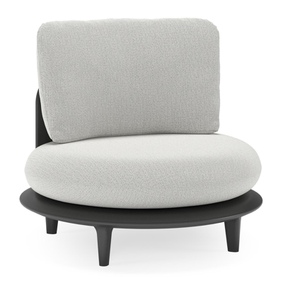 Bomero loungestoel in zwart aluminium met savane nimbus all weather sunbrella® luxe kussen