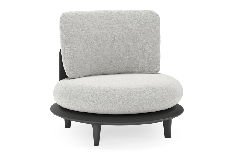 Bomero loungestoel in zwart aluminium met savane nimbus all weather sunbrella® luxe kussen