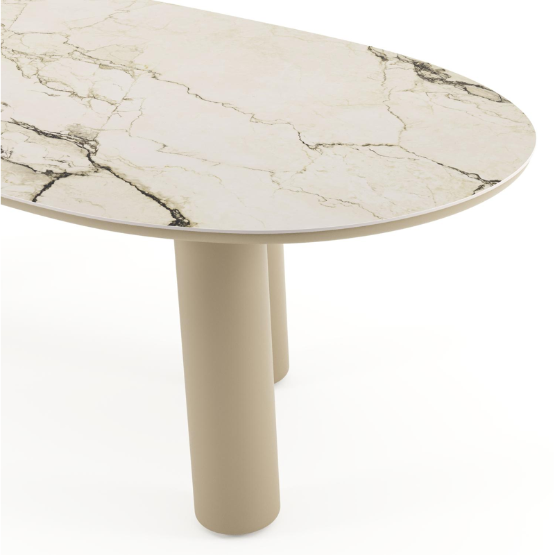 Table de jardin Amico organique en aluminium beige et céramique pleine Colorado Dunes - Lg. 240 x Lrg. 110 x Haut. 73.5 cm