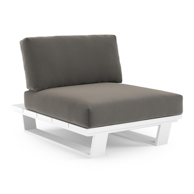 Fauteuil de jardin Pagino en aluminium blanc et coussins en all weather sunbrella® luxe natte dark taupe