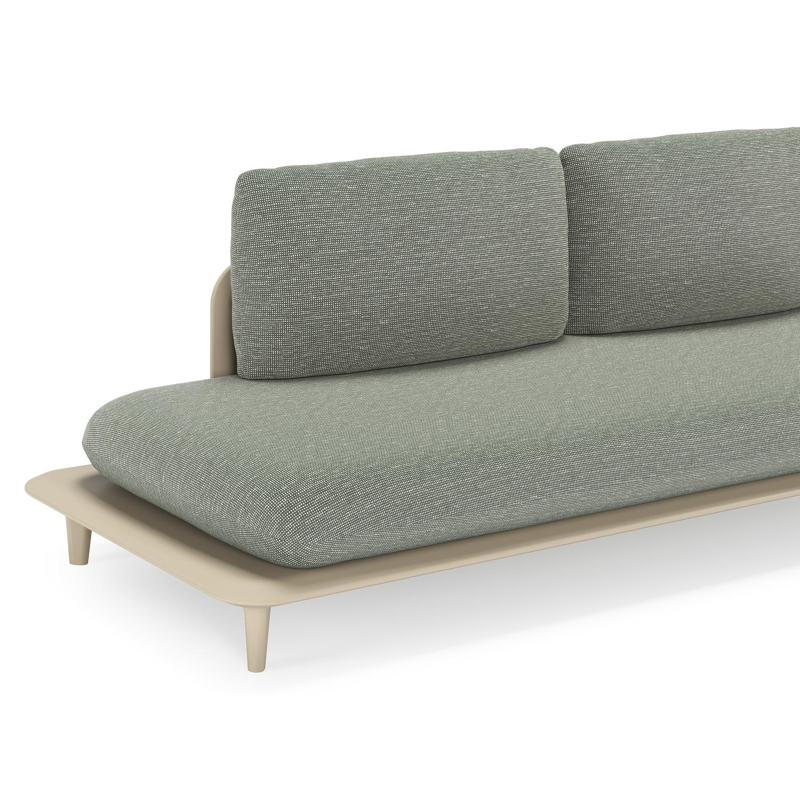 Bomero loungehoek in beige aluminium met slow fern all weather sunbrella® luxe kussen