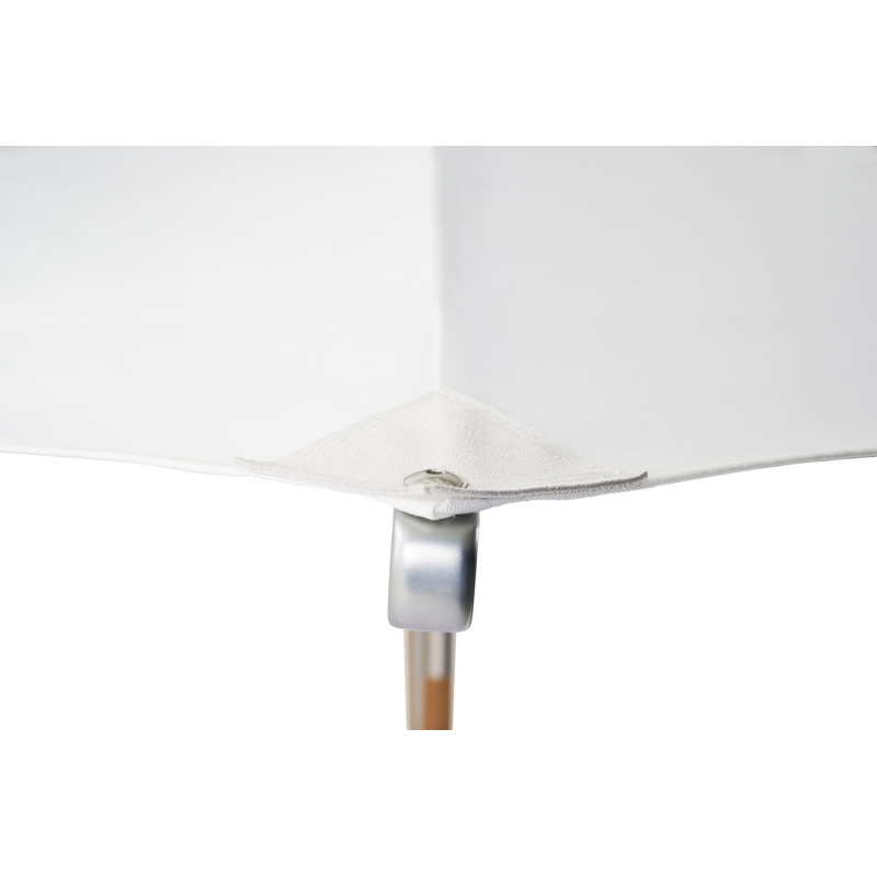 Pescara staanparasol met tiltfunctie in teak met wit polyester parasoldoek - L1: 300 x L2: 400 cm (met voet)