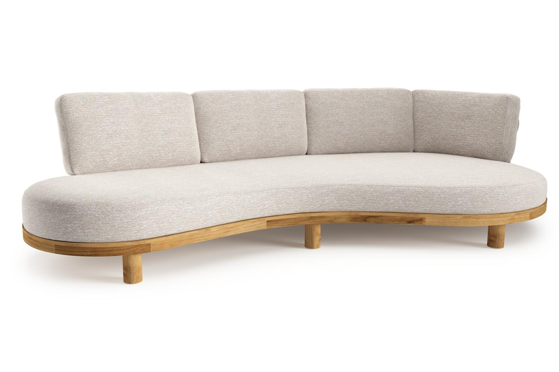 Donato loungebank in teak met tundra sand all weather sunbrella® luxe kussen