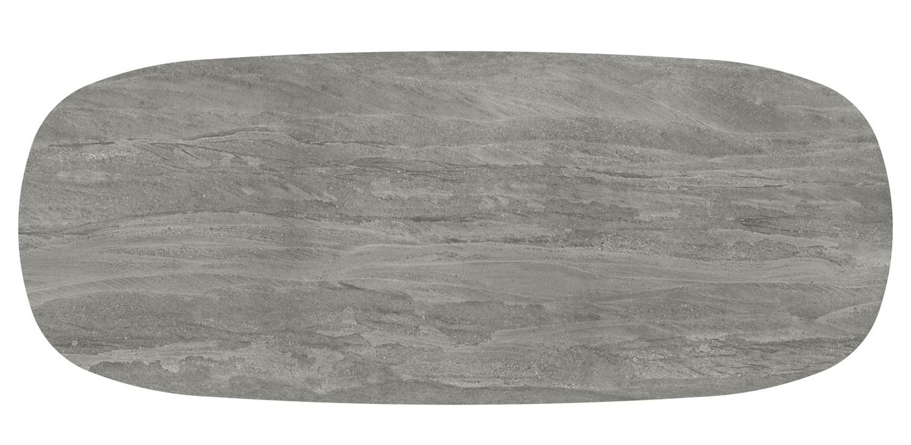 Table de jardin low dining Amico bombo en aluminium noir et céramique pleine Aspen Grey - Lg. 320 x Lrg. 130 x Haut. 61 cm