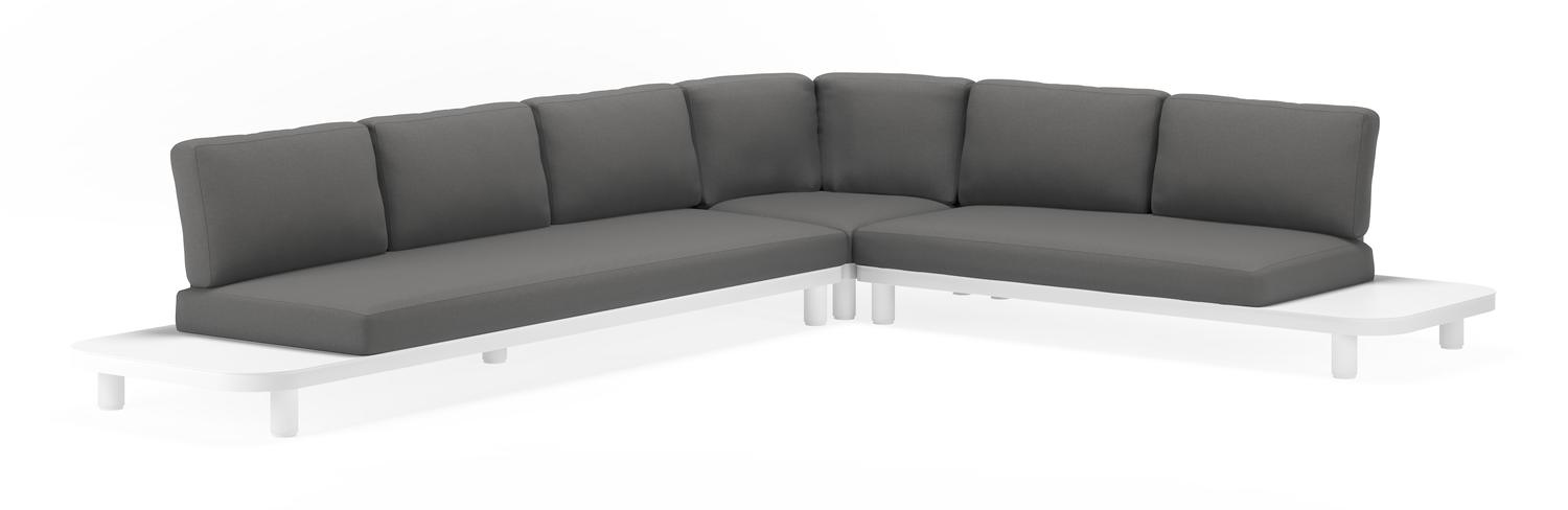 Donato loungehoek in wit aluminium met savane zinc all weather sunbrella® luxe kussens