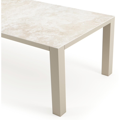Nano tuintafel rechthoekig in beige aluminium en volkeramiek Rapolano L 280 x B 110 cm