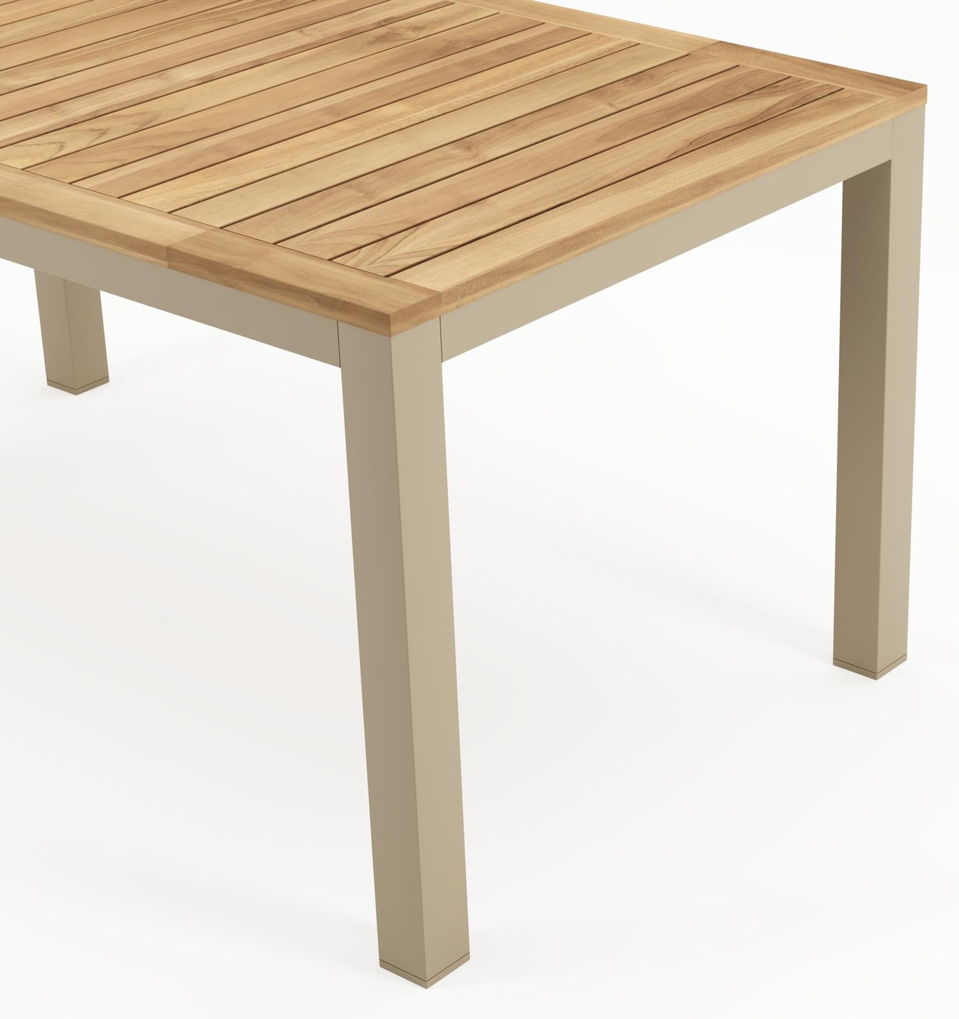 Ensemble de jardin Varese en aluminium beige et sintered stone natural finish avec 4 chaises de jardin empilable Amalfi
