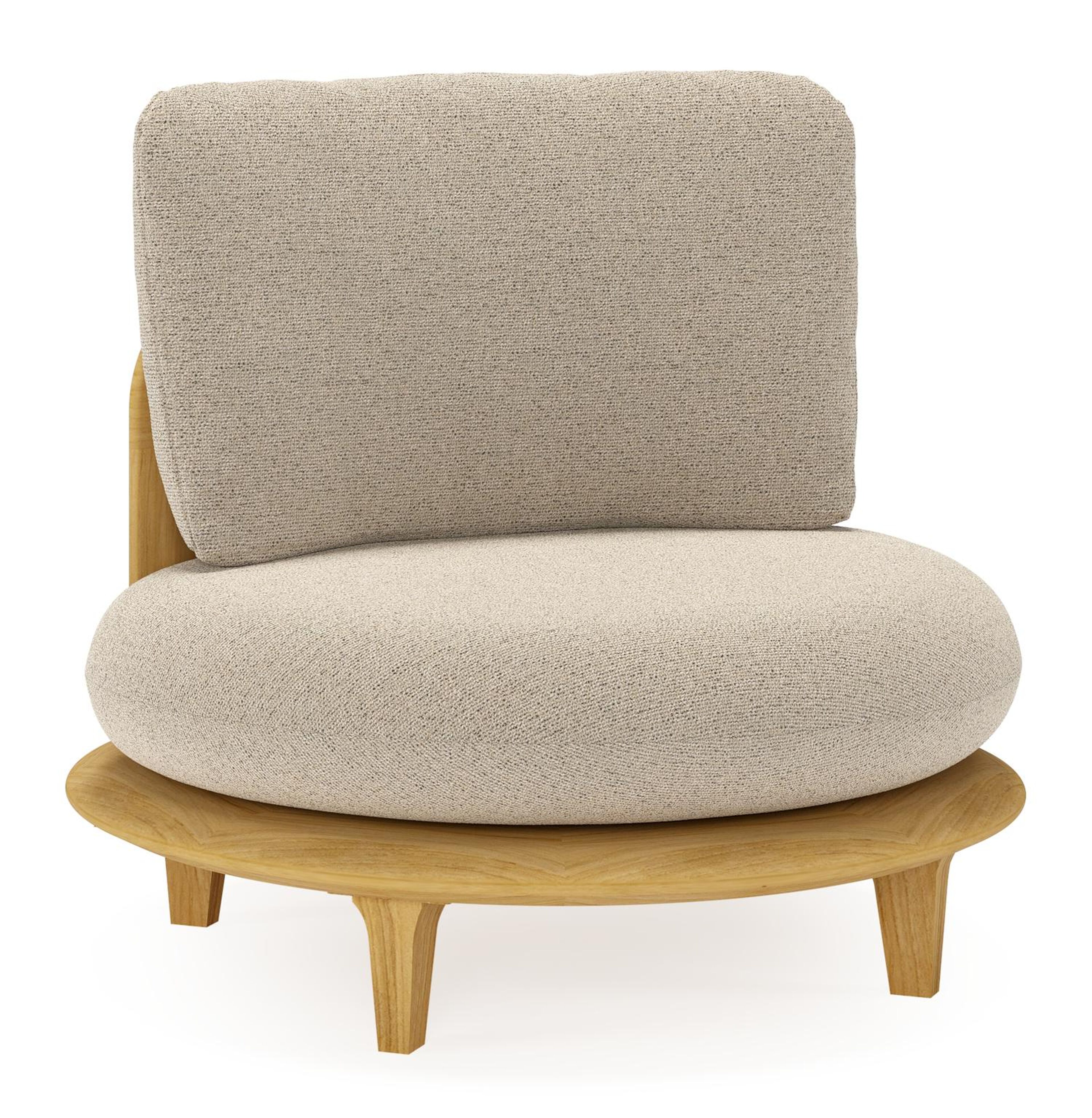 Fauteuil de jardin Bomero en teck et coussins en all weather cosytica marbella beige