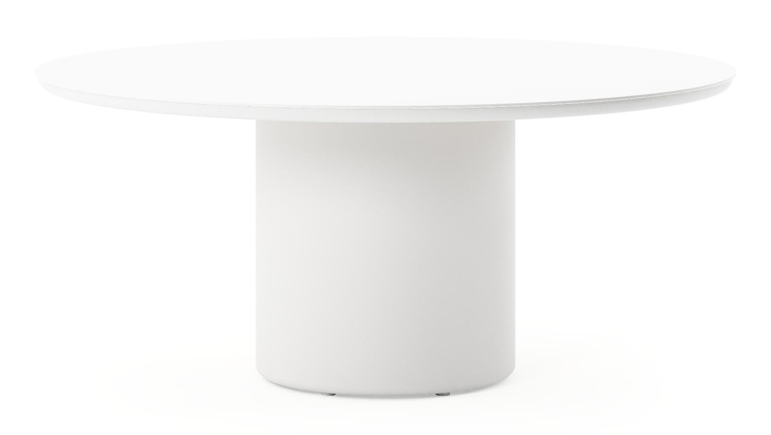 Table de jardin low dining Amico rond en aluminium blanc et céramique pleine Arctic White - Diam. 148 x Haut. 61 cm