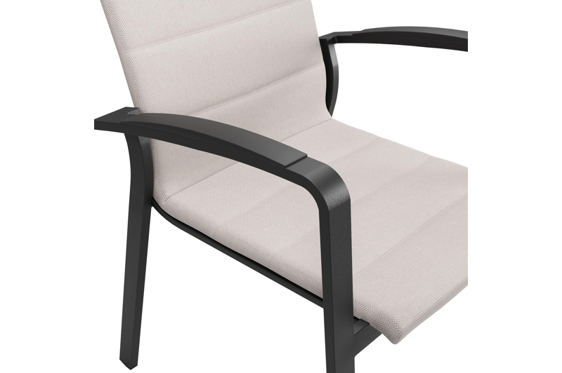 Lioni stapelbare tuinstoel in zwart aluminium en beige luxe textilene