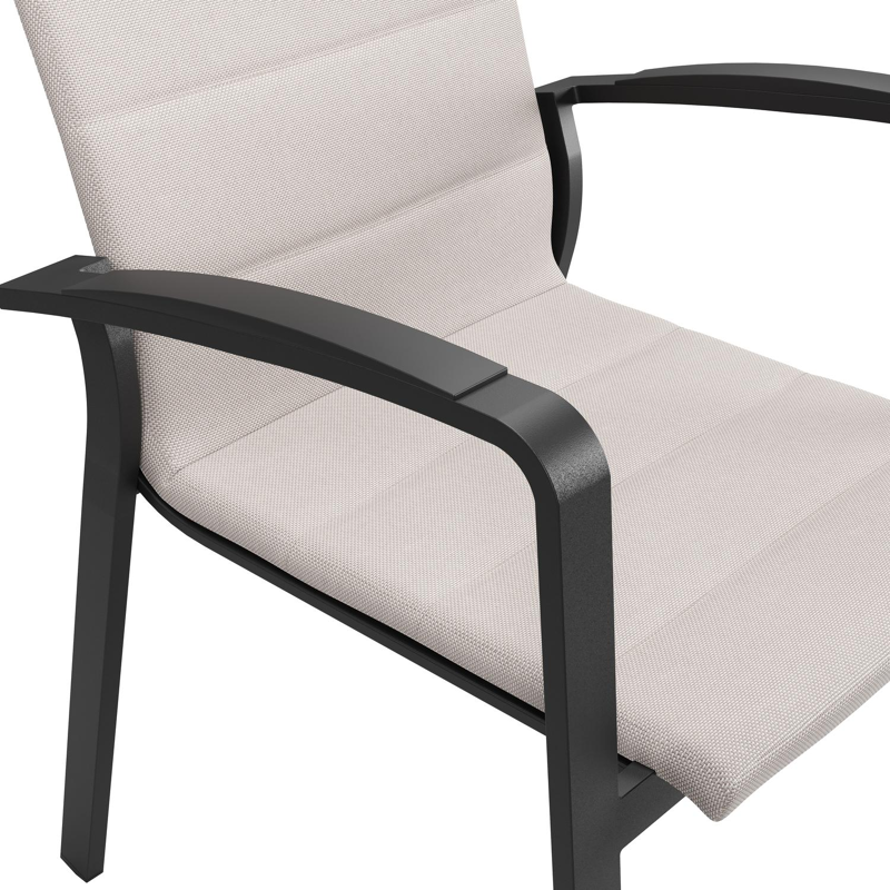 Lioni stapelbare tuinstoel in zwart aluminium en beige luxe textilene