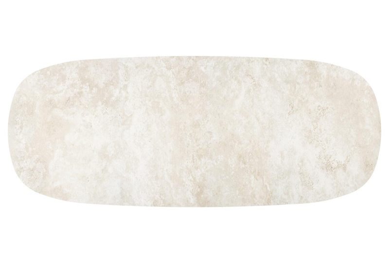 Amico low dining tuintafel bombo in beige aluminium en volkeramiek Rapolano - L 320 x B 130 x H 61 cm