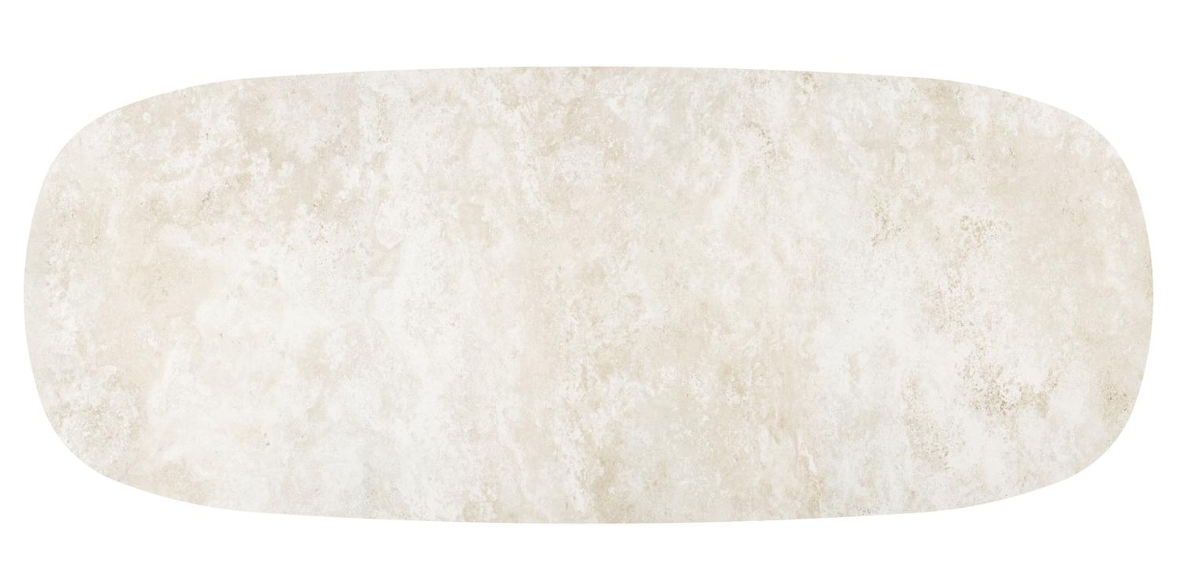 Table de jardin Amico bombo en aluminium beige et céramique pleine Rapolano - Lg. 320 x Lrg. 130 x Haut. 73.5 cm