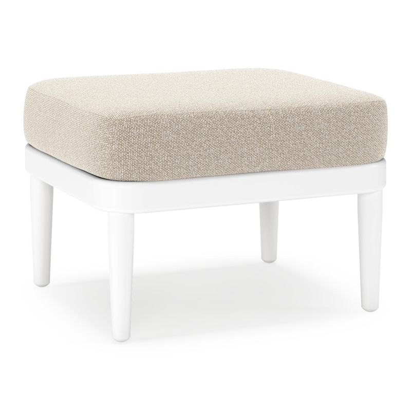 Pouf Orso en aluminium blanc et coussins en all weather cosytica Marbella Ecru