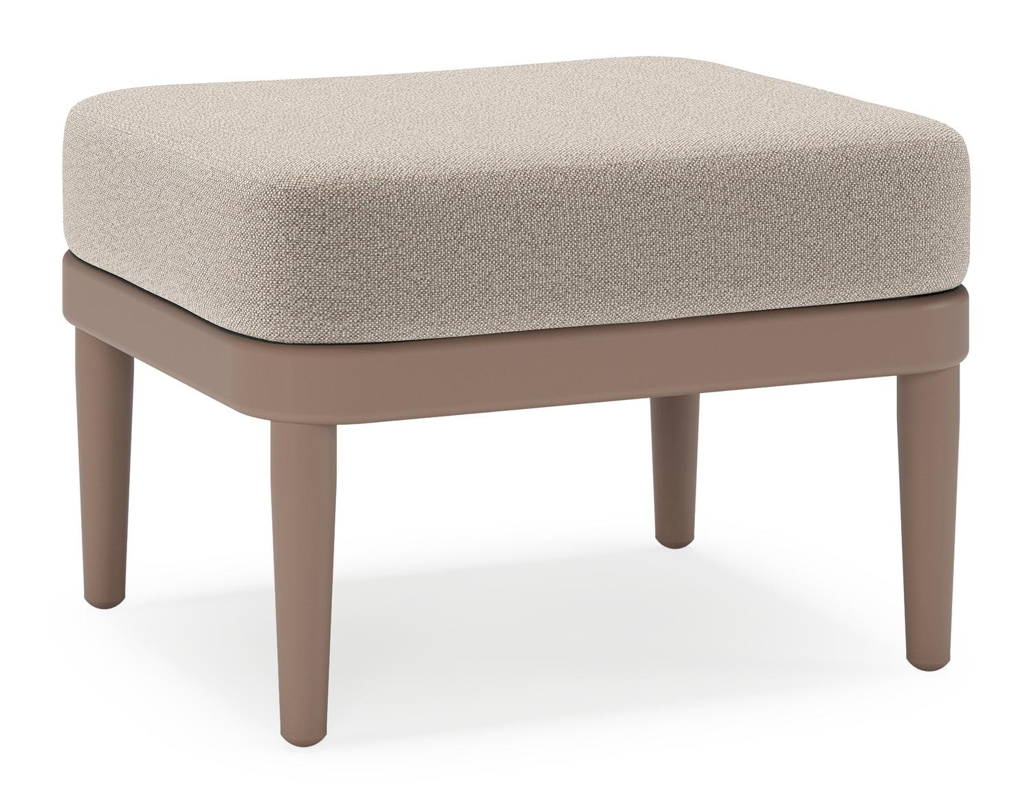 Orso poef in taupe aluminium met Savane Coconut all weather sunbrella® luxe kussen