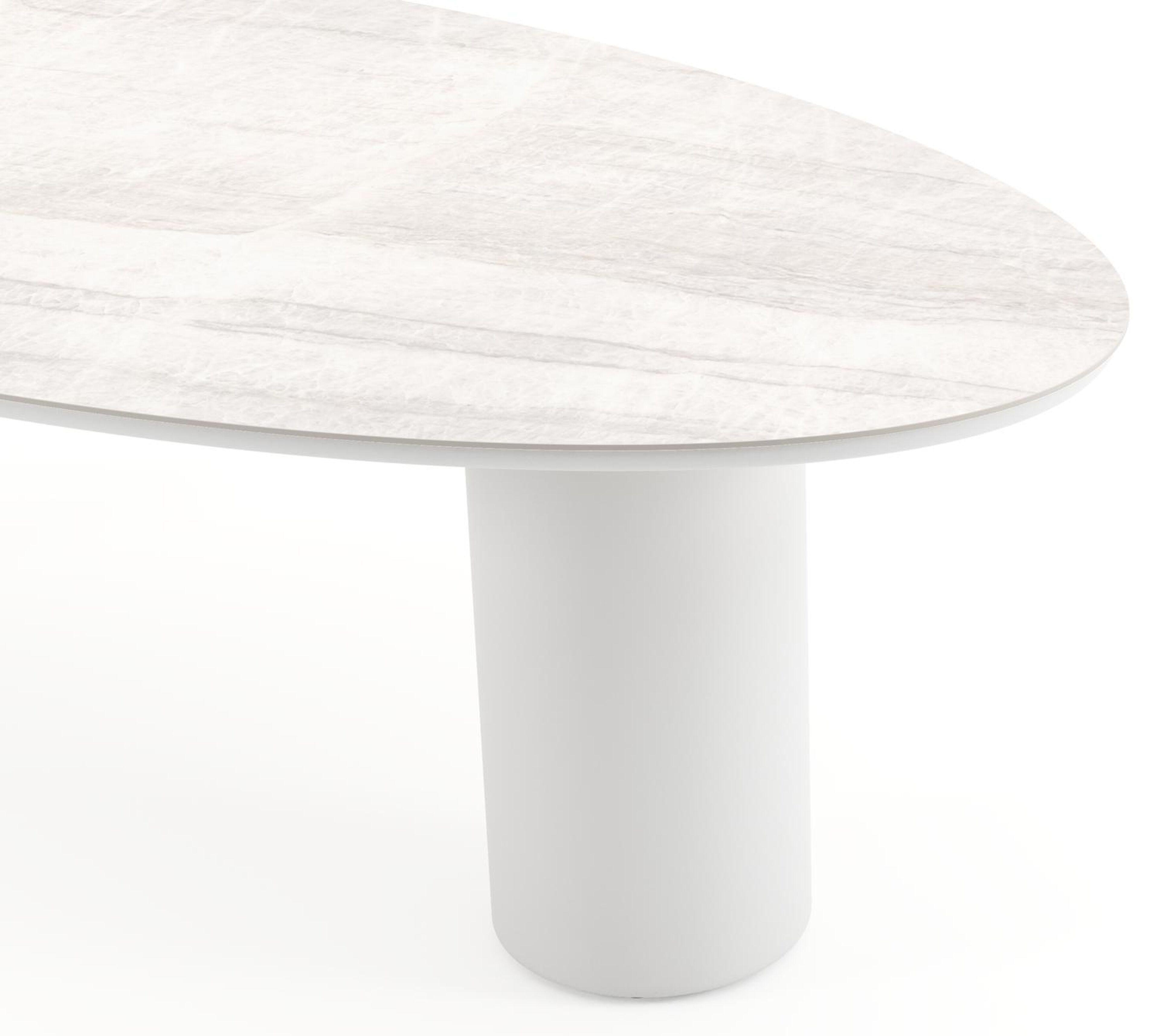 Amico tuintafel ovaal in wit aluminium en volkeramiek Taj Mahal - L 260 x B 125 x H 73.5 cm