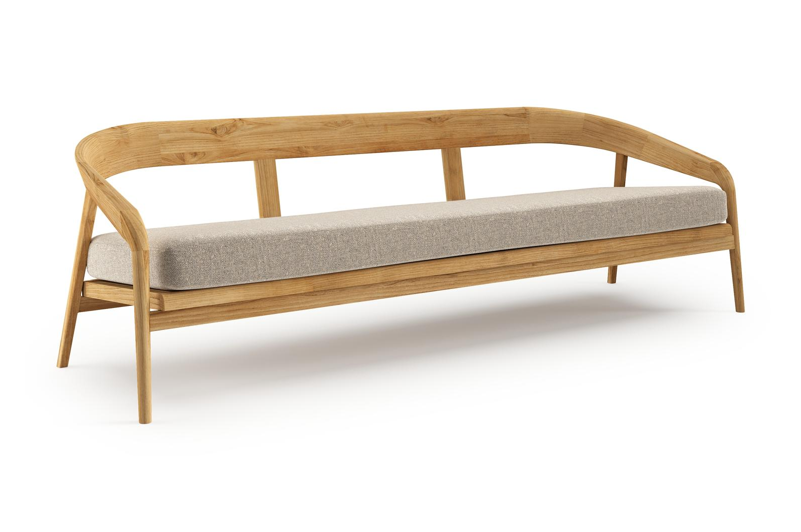 Lacrima loungebank in teak met chartres pewter all weather Sunbrella® luxe kussen