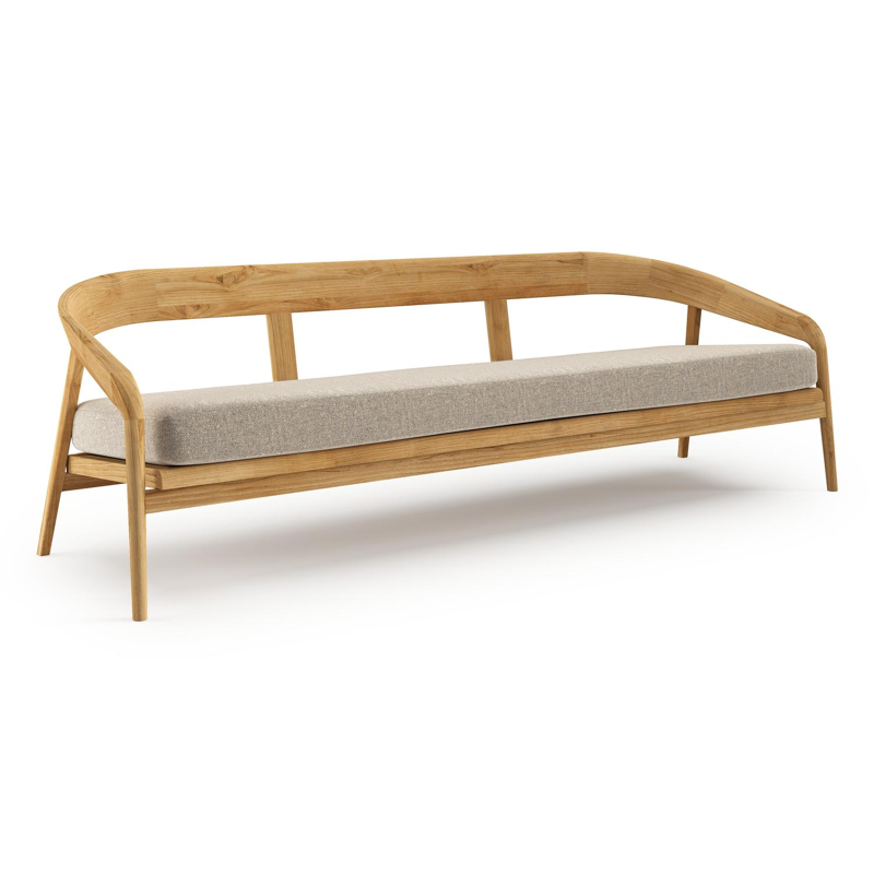 Lacrima loungebank in teak met chartres pewter all weather Sunbrella® luxe kussen