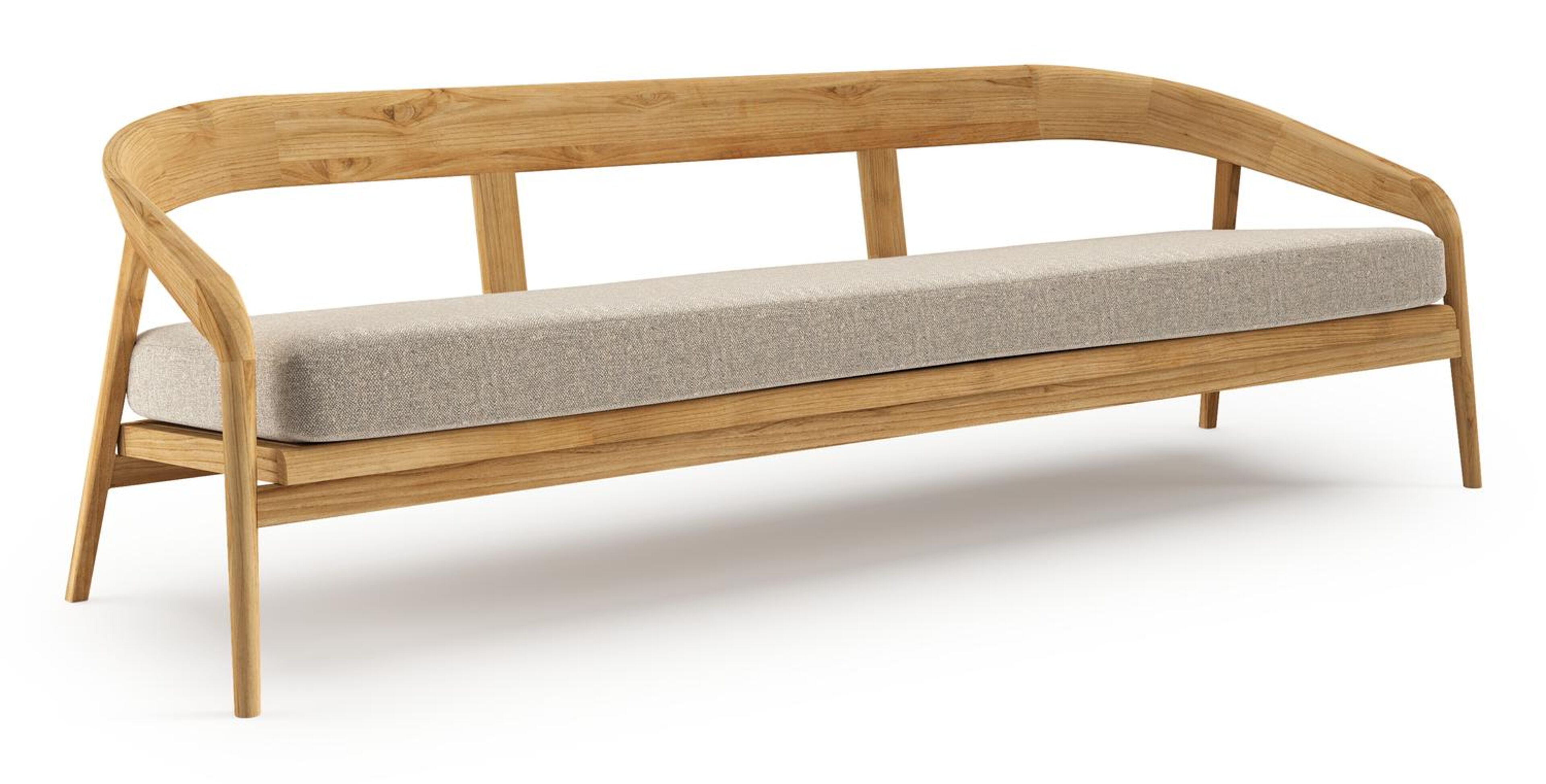 Lacrima loungebank in teak met chartres pewter all weather Sunbrella® luxe kussen