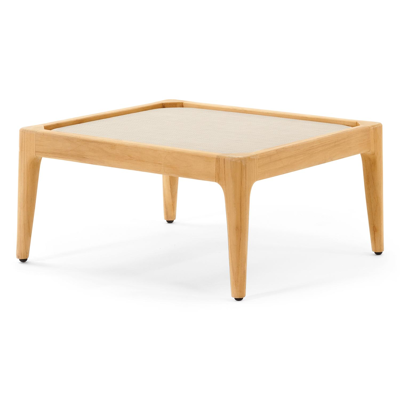 Pouf Orso en teck en textilène beige