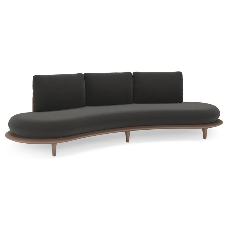 Bomero loungebank in taupe aluminium met natte sooty all weather sunbrella® luxe kussen