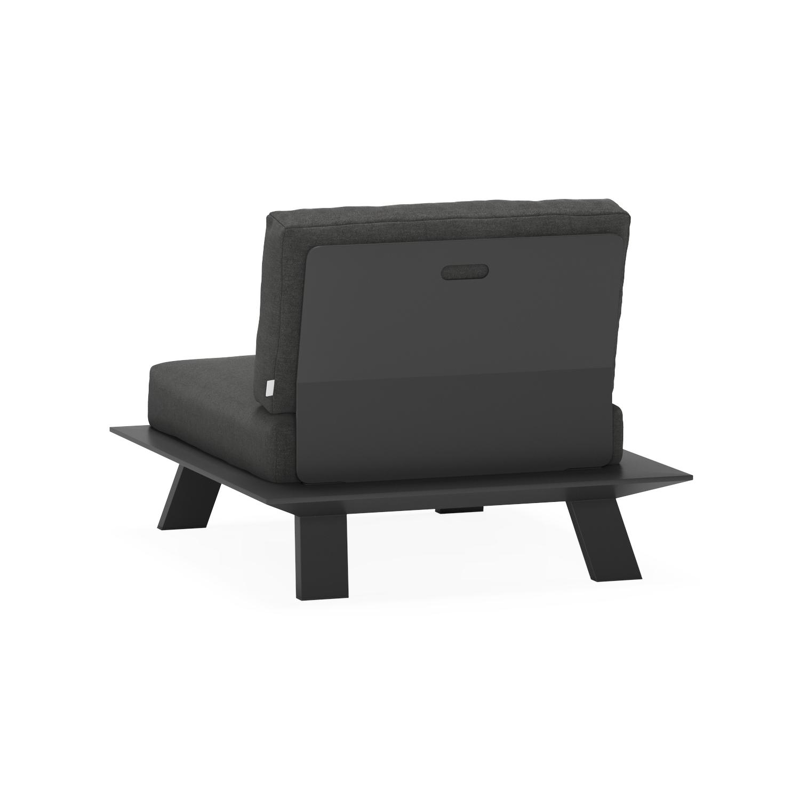 Cesano loungestoel 1-zit in zwart aluminium met chartres sooty all weather sunbrella® luxe kussen