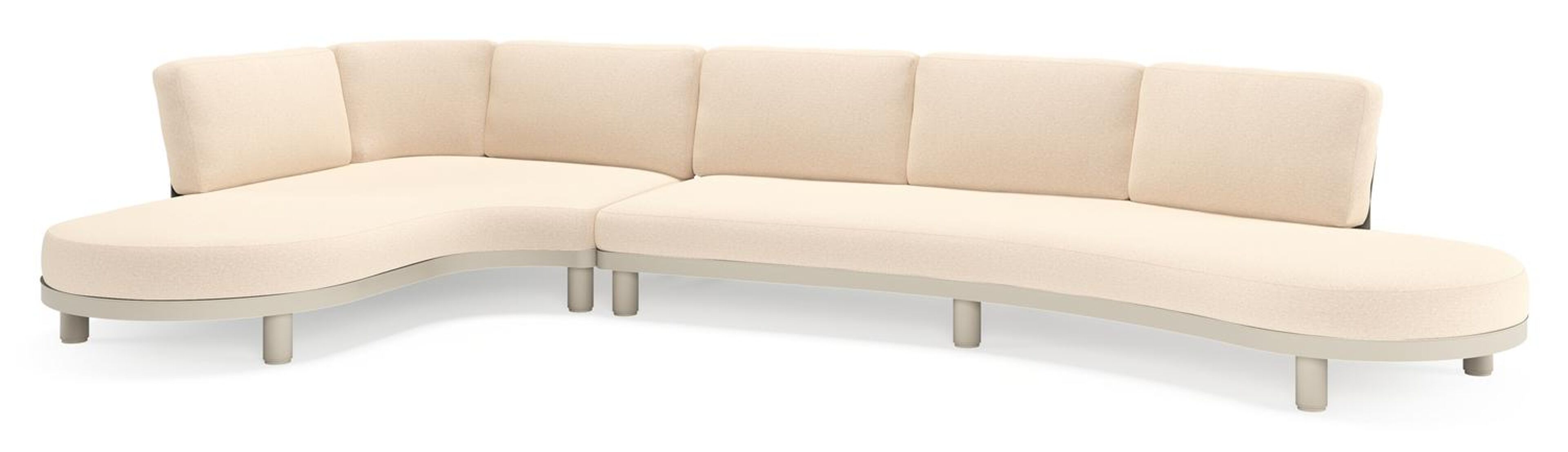 Salon de jardin d'angle Donato en aluminium beige et coussins en all weather sunbrella® luxe Heritage Papyrus