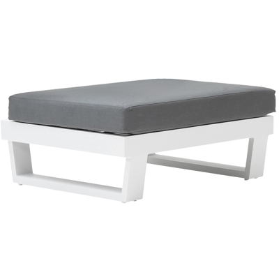 Modica lounge poef in wit aluminium met grijs textilene kussen