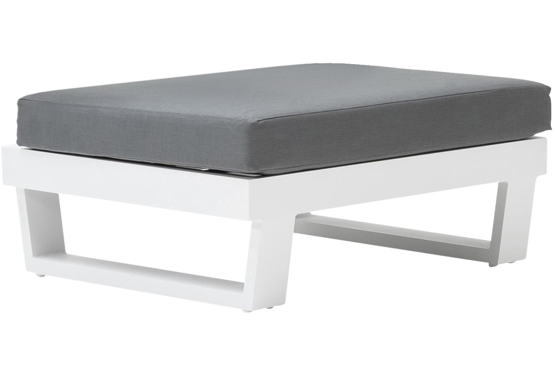 Modica lounge poef in wit aluminium met grijs textilene kussen