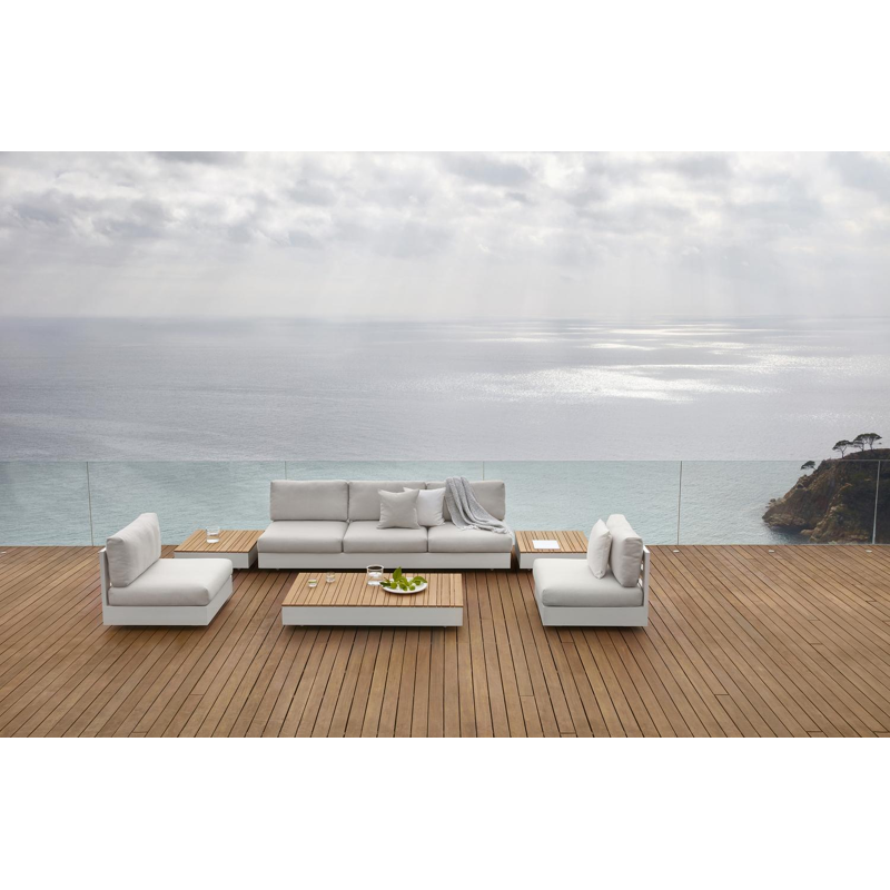 Como loungebank in wit aluminium met natte sooty all weather sunbrella® luxe kussen