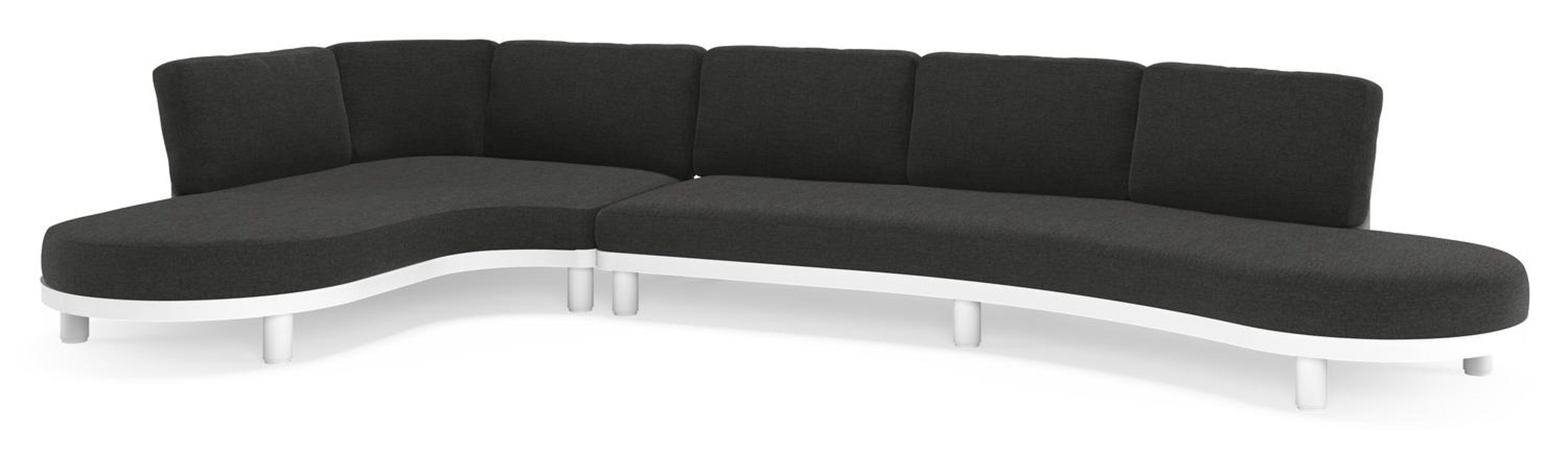 Donato loungehoek in wit aluminium met all weather sunbrella® luxe Chartres Sooty kussen