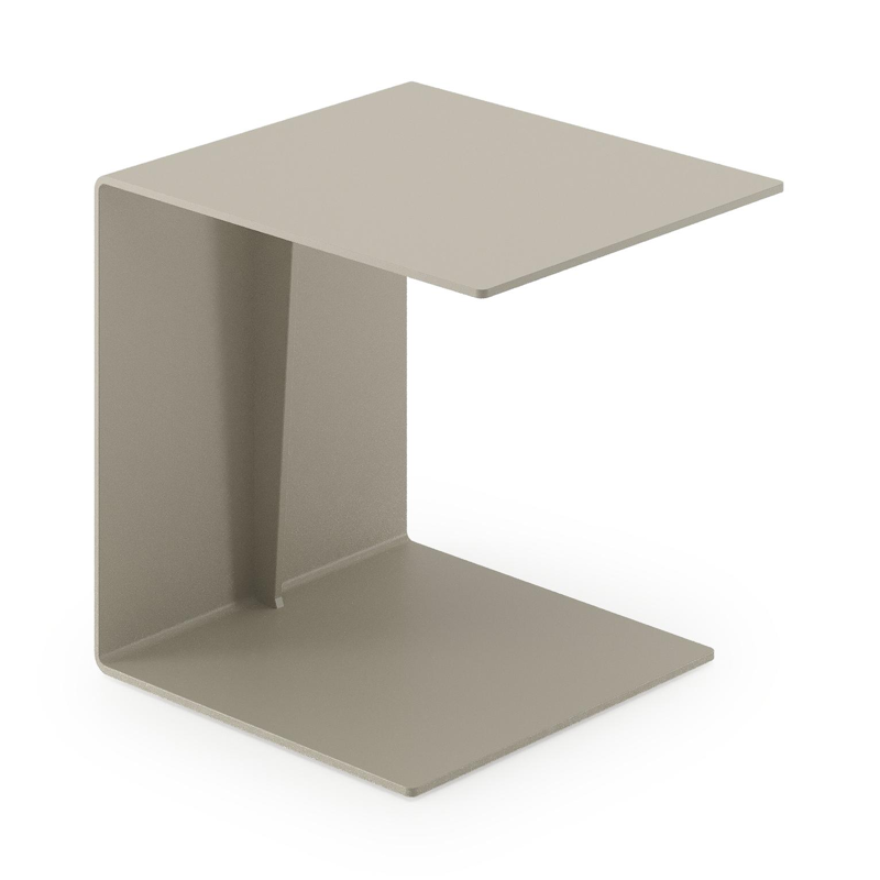 Table d'appoint Tufo en aluminium beige - Lg. 35 x Lrg. 47 x Haut. 39 cm